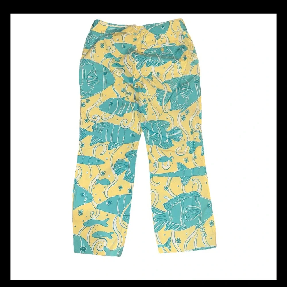 Lilly Pulitzer Yellow and Green Cropped Pants with Playful Pattern - Picture 12 of 12